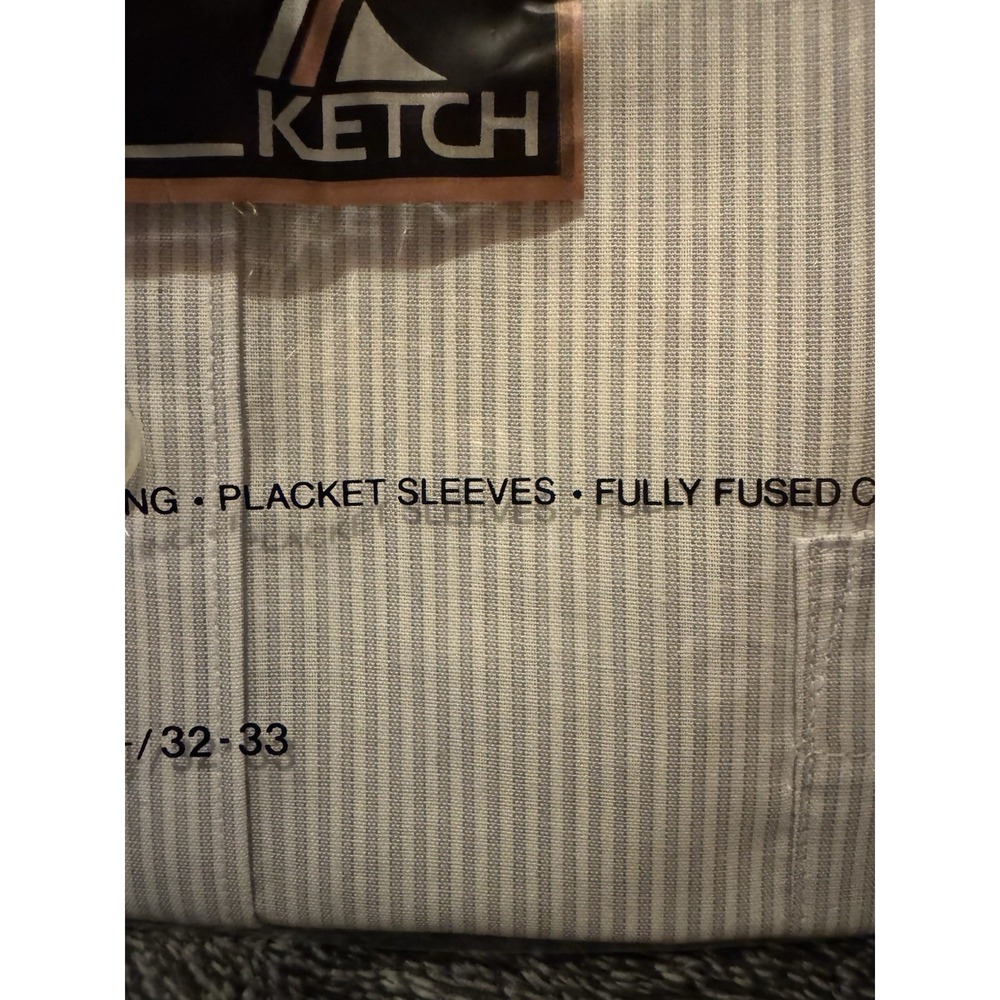 Vintage Ketch Mens Long Sleeve Dress Shirt Blue Grey Stripe Size 15 1/2 32-33 N - Picture 6 of 16